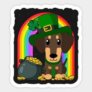 Dachshund Rainbow Irish Clover St Patrick Day Dog Gift print Sticker